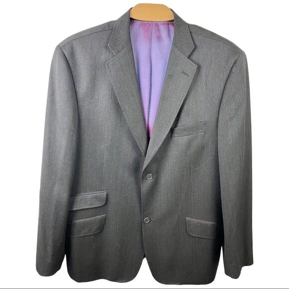 𝅺TED Baker Wool Endurance Pinstripe Suit Jacket Blazer Size 44R - Picture 2 of 9